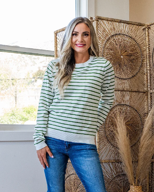 Camila Striped Crewneck Sweater - Green