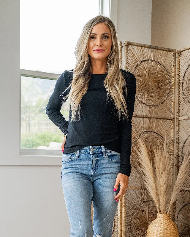 NEW! Elle Long Sleeve Knit Top - Black