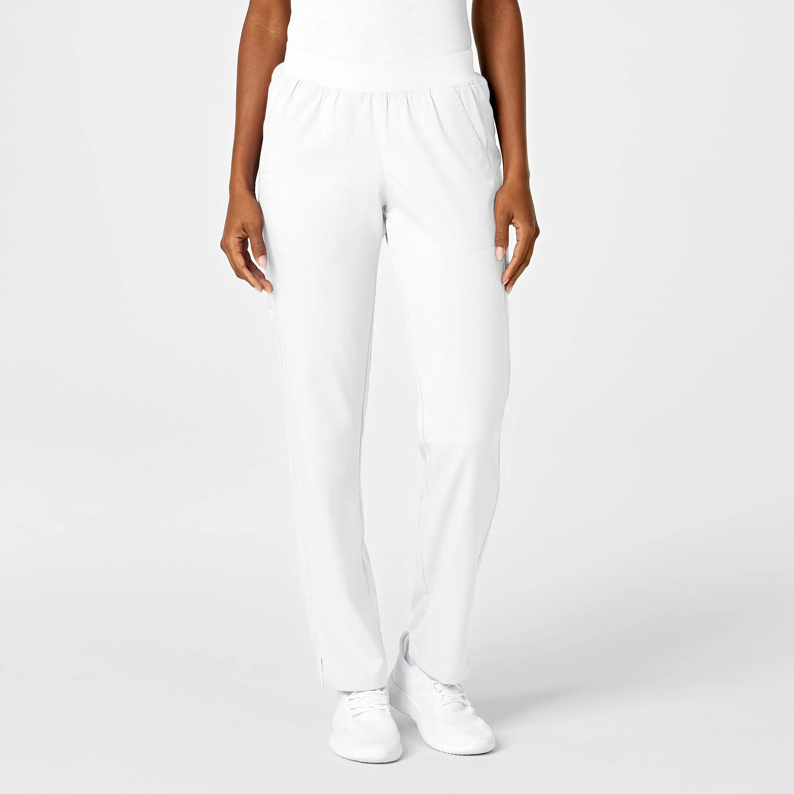 Wink Women's Knit Waist Cargo Scrub Pant - White