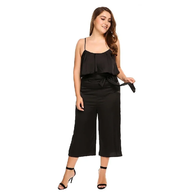 ANALUKE  Solid Loose Feminino Jumpsuit