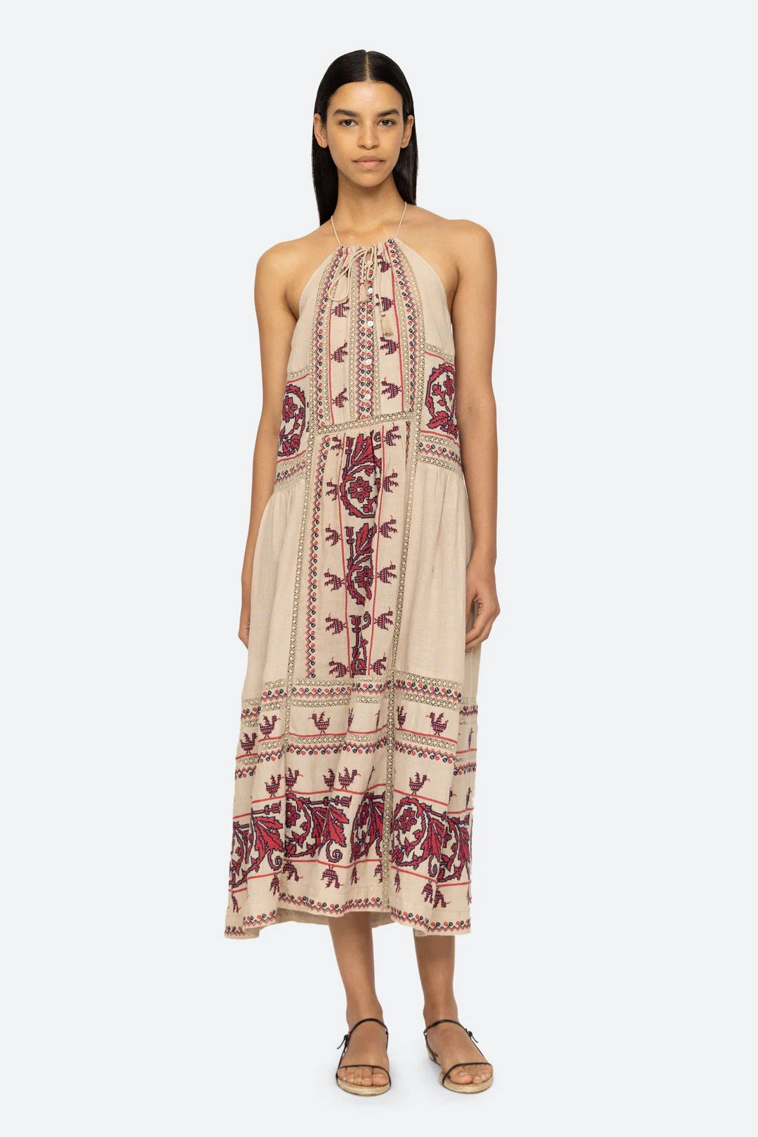 Beena Embroidery Halter Neck Dress