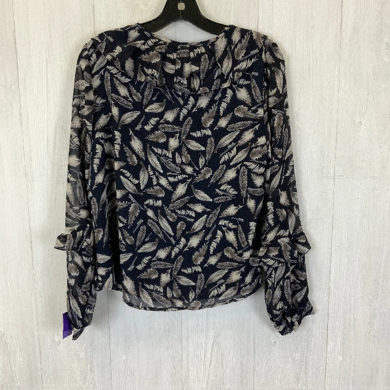 Blouse Long Sleeve By Melloday In Navy, Size: M