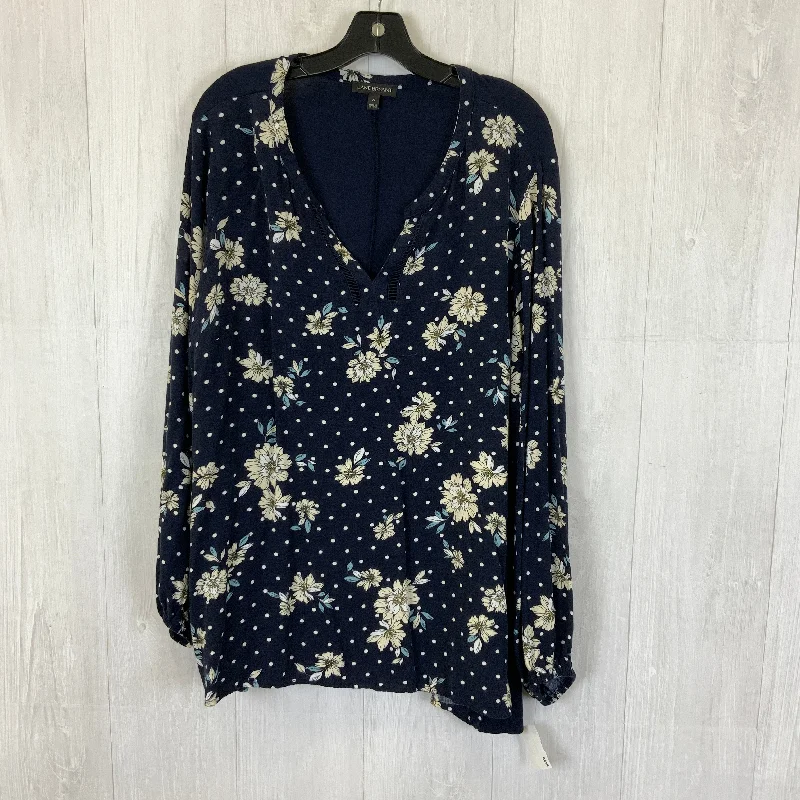 Top Long Sleeve By Lane Bryant In Navy, Size: 3x