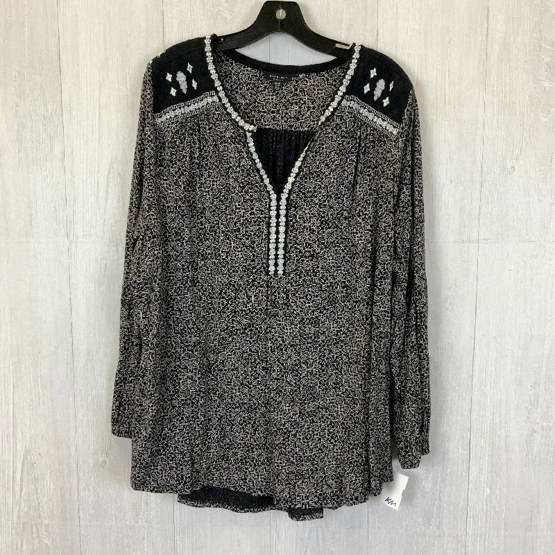 Top Long Sleeve By Lucky Brand In Black & White, Size: 3x