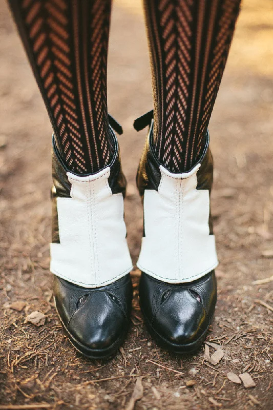 Black and White Leather Spats | Sadie